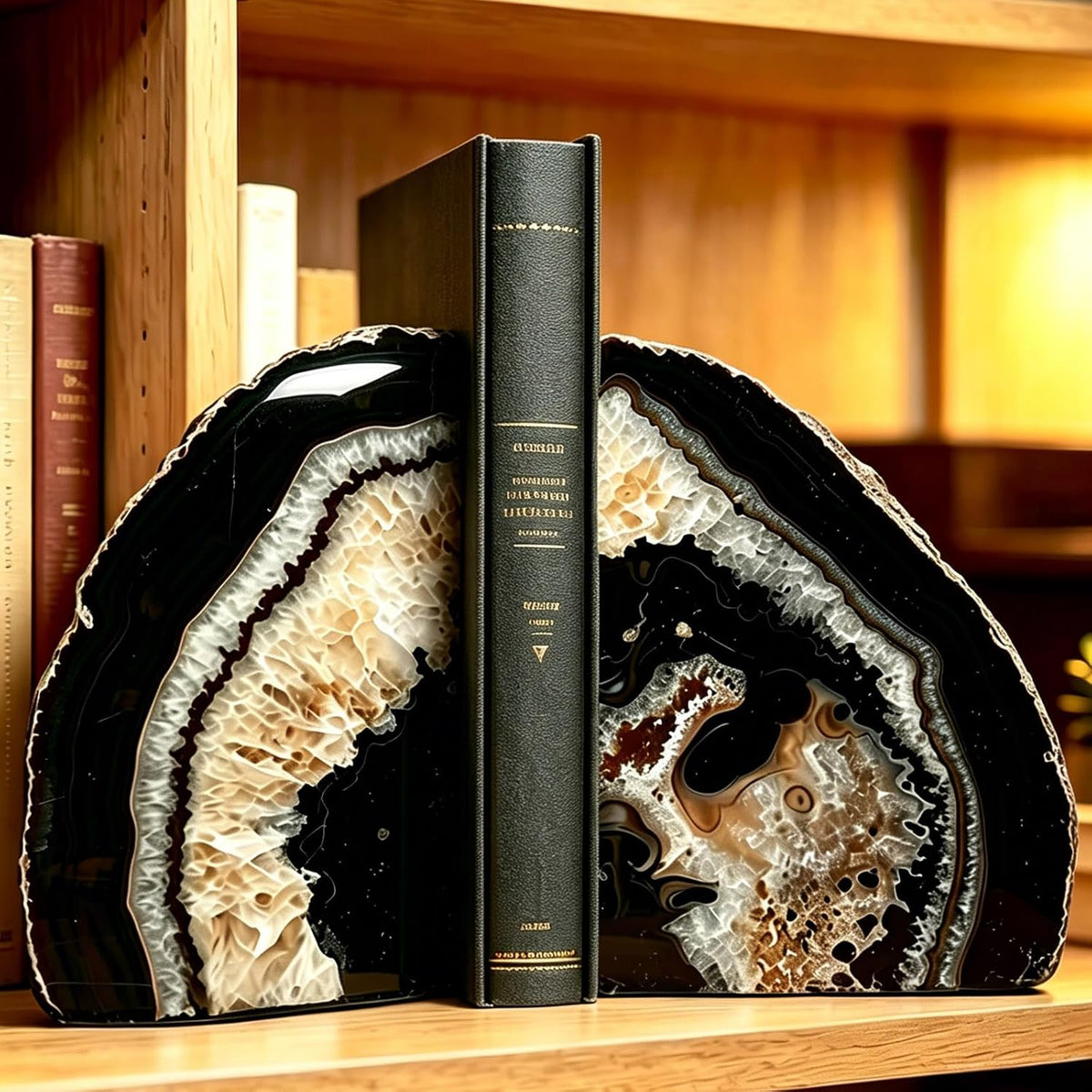 Agate Geode Bookends Heavy Duty Natural Crystal Stone Book Holders Decor