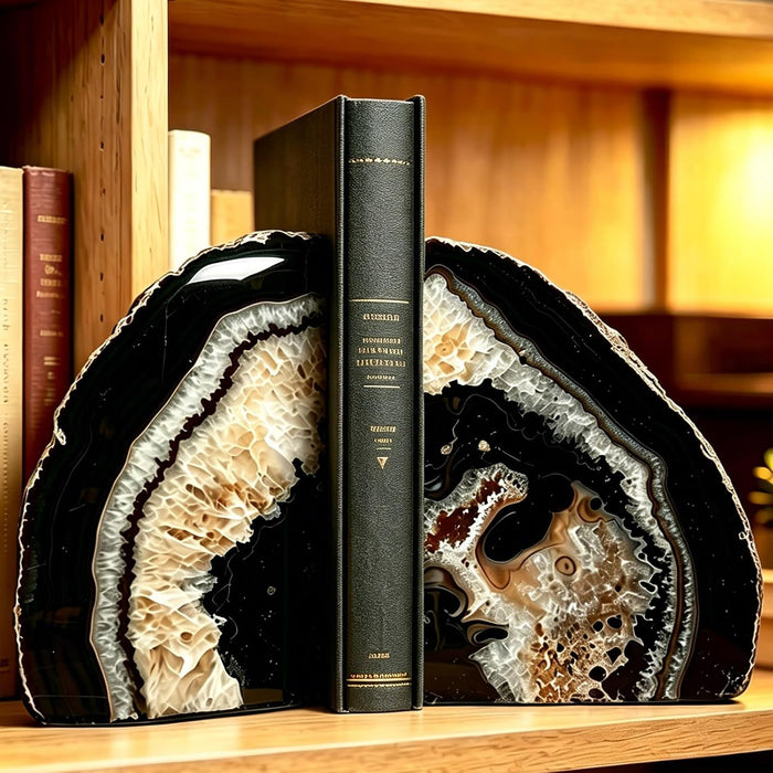 Agate Geode Bookends Heavy Duty Natural Crystal Stone Book Holders Decor