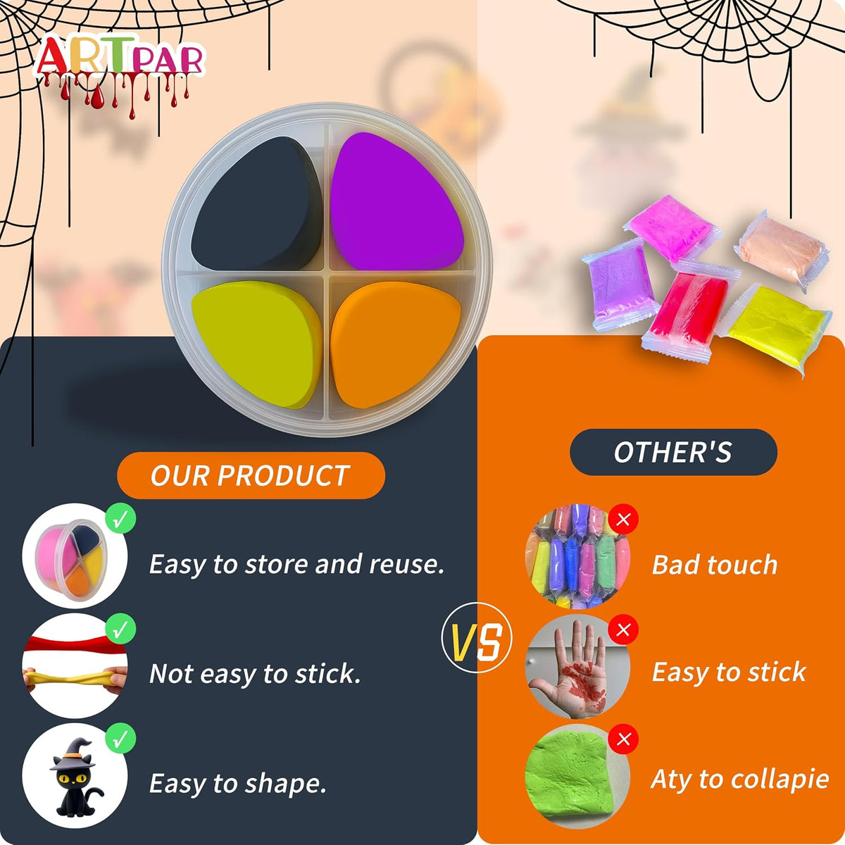 Spooktacular Kids Halloween Air Dry Clay Craft Kit - 12 Vibrant Colors for Creative Fun!