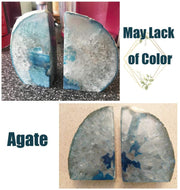 AMOYSTONE Crystal Bookends Decorative Agate Book Ends Holder Geode Bookend He...