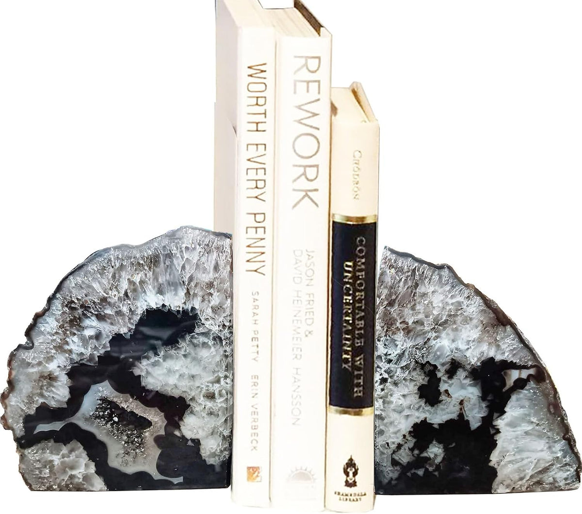 Agate Geode Bookends Heavy Duty Natural Crystal Stone Book Holders Decor