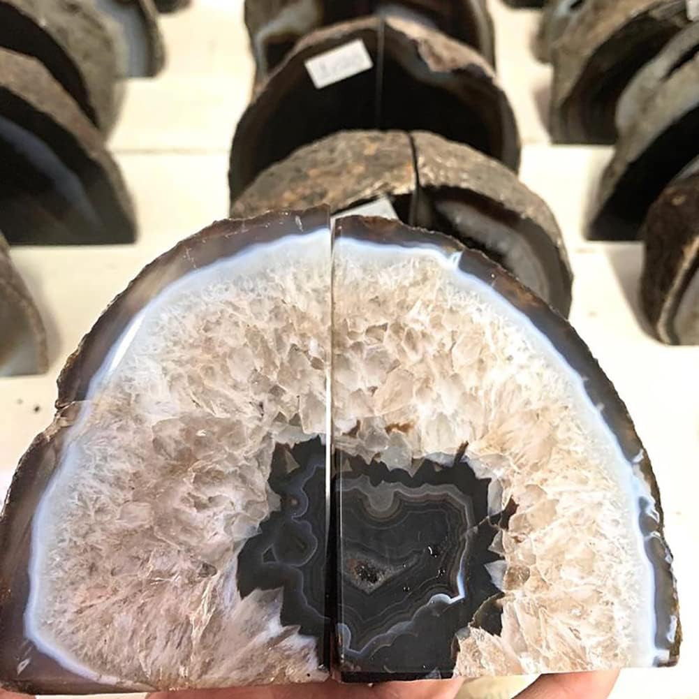 Agate Geode Bookends Heavy Duty Natural Crystal Stone Book Holders Decor