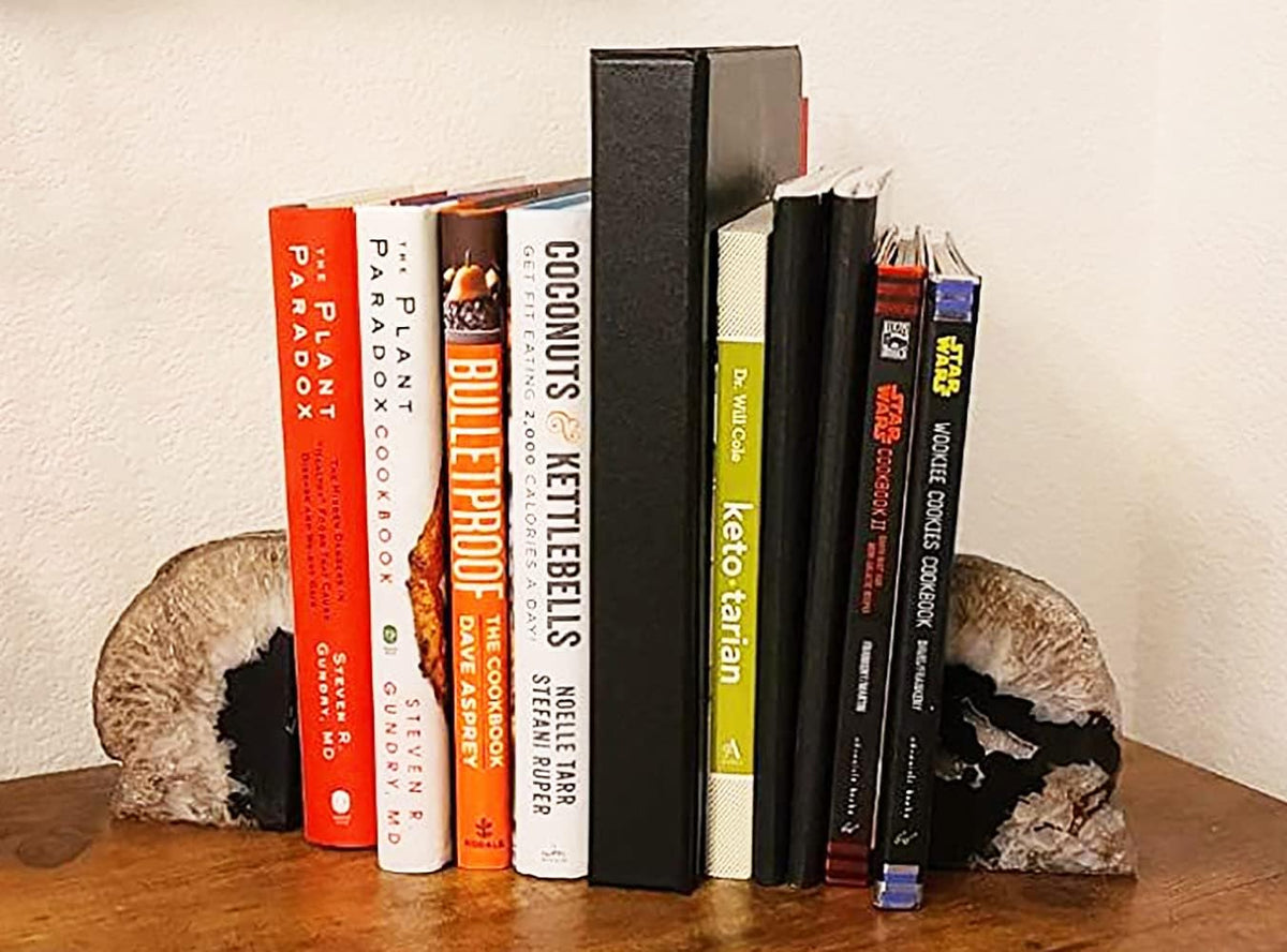 Agate Geode Bookends Heavy Duty Natural Crystal Stone Book Holders Decor
