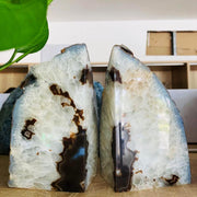 Agate Geode Bookends Heavy Duty Natural Crystal Stone Book Holders Decor